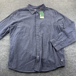 Right Of Way Shirt Mens 2XL Gray Long Sleeve Button Front Cotton Casual Collared